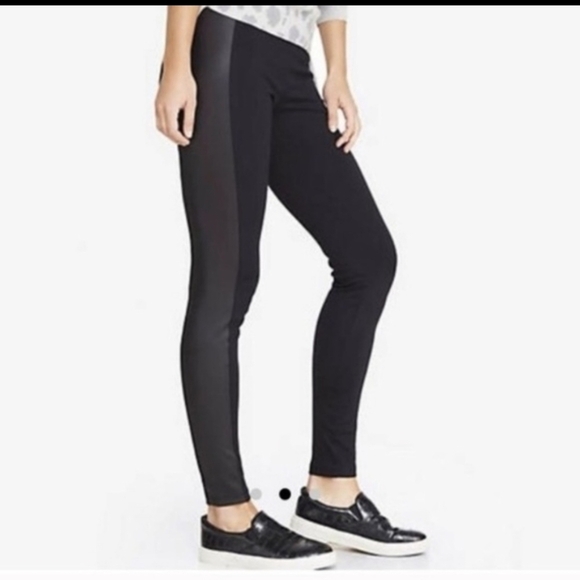 Express Black Faux Leather Knit Leggings  Small - Picture 1 of 8